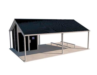 Olympus 1 Shelter Toilet Building with Shale Grey and Night Sky colour scheme